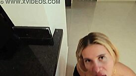 Hey your friend's horny wife deepthroats my cock behind his back