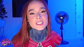 yo spiderwoman, you gonna ride this fan's cock till he explodes inside?