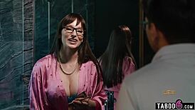 curvy latina stepmom lexi luna smothers stepson face then rides cock