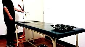 waxing client turns horny licks ass then fucks masseuse on desk 👅🍑