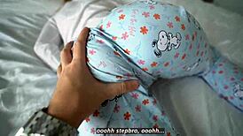 step sister fantasizes step bro's cock then orgasms on his creampie fill