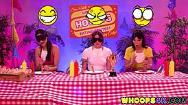 Wild Lesbian Threesome Devours Pussy In Eating Contest