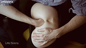 Petite Slut's Huge Gaping Asshole Takes Deep Fisting in Black Dress