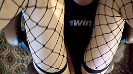 Muscular Stud Makes Skinny Whore Scream in Stockings Missionary Orgasms