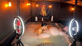 Sheena Ryder strips rides curvy big tits deepthroat screaming jacuzzi pool bath creampie