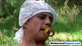 milf erica venus breastfeeds diaper guy during anal strap-on fuck