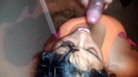 spanish babe deepthroats cock nasty then swallows every drop of cum