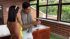 Cheating latina milf's huge ass pounded in spa