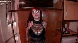 mystery redhead teen grinds tight on huge cock till she squirts everywhere