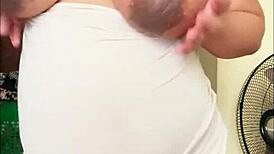 pregnant arab milf's big belly shakes with milky boobs bouncing