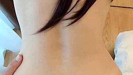 brunette babe takes deep anal creampie pounding in bedroom