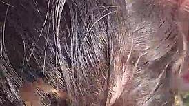 amateur chubby milf wife sucks cock then bends over bush for cum mouthful doggystyle