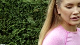 Gym Bunny Mary Rock Rides Neighbor's Cock with Pussy Workout and Spunk Lap-Up