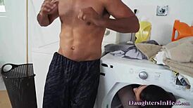 spoilt stepdaughter kharlie stone rides gym buddy's big cock doggystyle