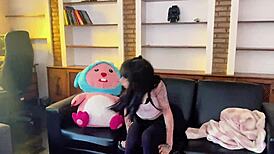 Grateful stepdaughter sucks daddy's big cock then rides him cowgirl style