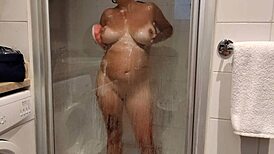 i pound my tanned stepsister's shaved pussy in hotel bathroom