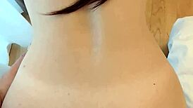 brunette babe takes deep anal creampie pounding in bedroom