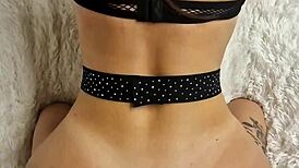 brunette babe takes deep anal creampie pounding in bedroom