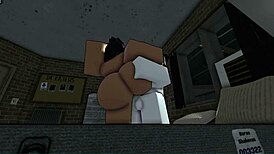 quick doggystyle romp bends her over in roblox apartment game
