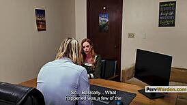 hey sweetie pants i've taken care of everything like always... nervous laugh pervwarden office ride