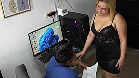 A Delicious Office Blowjob With Curvy Latina BBW Tits And Ass Spanking