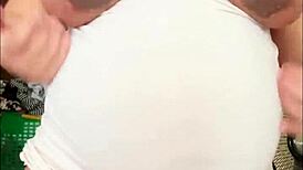 pregnant arab milf's big belly shakes with milky boobs bouncing