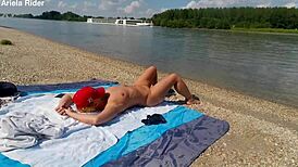 Ariela Rider Flashes Shaved Pussy and Rides Outdoors on Danube Bank Publicly!
