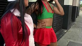 brazilian pornstar flashes big tits ass and tight pussy in lingerie with pirocudo christmas