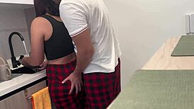 i couldn't hold back fucking my latina sister-in-law over breakfast dishes in kitchen