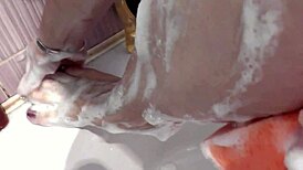 Treasonous Blonde Milf Fucked Doggy by Neighbor in Shower Creampie Close-Up!