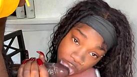 keisha minaj slurps stepbro's 11-inch cock pov blowjob