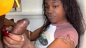 keisha minaj slurps stepbro's 11-inch cock pov blowjob