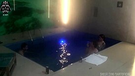 threesome with brazilian friends in motel pool continues
