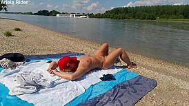 Ariela Rider Flashes Shaved Pussy and Rides Outdoors on Danube Bank Publicly!