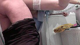 Treasonous Blonde Milf Fucked Doggy by Neighbor in Shower Creampie Close-Up!