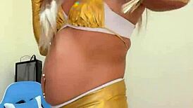 Linda Samurai Shemale Shows Off Pink Hole and Juicy Tits Closeup