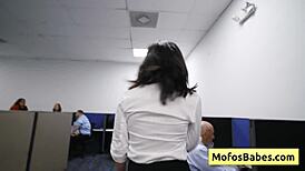 break room surprise for sasha pearl's big tits