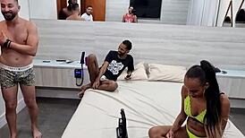 thai kalifa behind scenes with young slut dp. rough anal pounding by several screaming machos