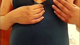 feeling so horny as this hot spanish pregnant housewife flashes her natural tits homemade