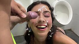 Why Cover Her Face with Cum in a Locker Room Then Parade at the Waterfall?