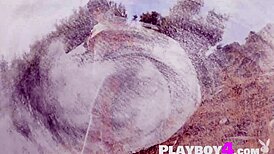 Cute Sophia's Small Tits and Pussy Revealed in Outdoor Striptease Posing