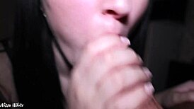 Roommate babe knows deepthroat tricks swallows every drop cum sloppily