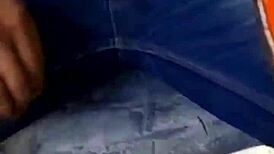 Kneeling in Public I Worship Her Feet and Jeans in Total Humiliation Orgasm