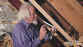 Kiara and mia take turns fucking old man doggystyle then share his hot cum load