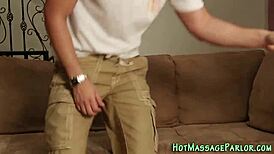 Small Tits Masseuse In Heels Guzzles Cock Teasingly