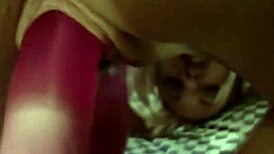 Bored brunette milf masturbates wildly with toys at home
