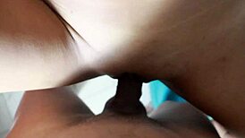 Skinny virgin brunette teen bent over fucked from behind by stepbro