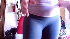 Italian stepmom yoga pants soaked through squirting wet orgasms closeup