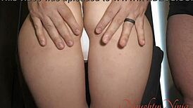 Curvy blonde stepmom with big ass and natural tits punished in BDSM doggystyle for cheating creampie