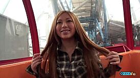 Redhead Cutie Fingers Herself Desperately Before Public Cum Handjob Cover